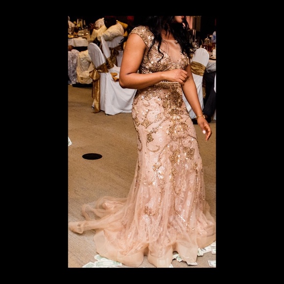 Terani couture gown style 151GL0425B Mocha - Picture 2 of 4